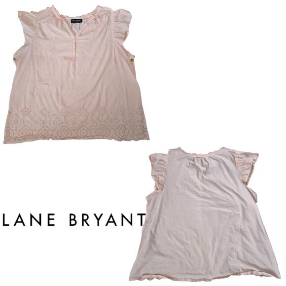 Flutter-Sleeve Peach Color Woven-Front Knit Top Size 18/20 Plus Size XL - Picture 1 of 7